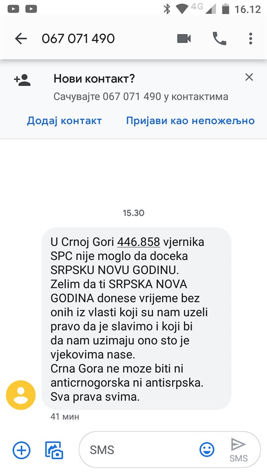 Cirkularna poruka stigla i na broj djeteta iz Podgorice Želim ti