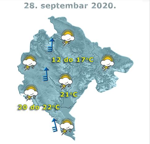 Sjutra povremeno pljuskovi i grmljavina