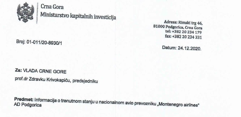 Radunović Krivokapiću: Likvidacija, čak i ovakvog MA, dovela bi neumitno do mnogostruko težeg stvaranja nove kompanije