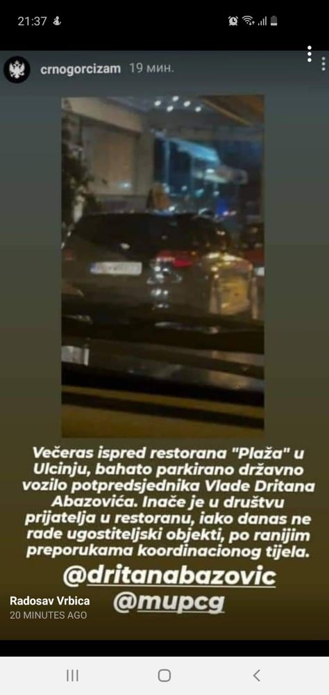 Vuković: Abazović večera u zatvorenom restoranu, koje su šanse da doživi  medijsku torturu kao ja?