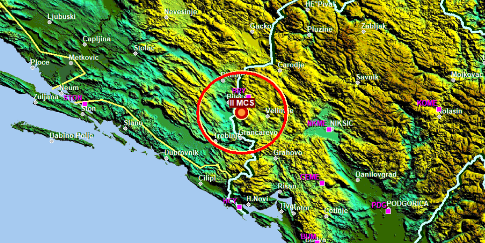 Zemljotres 19 kilometara sjeverno od Podgorice