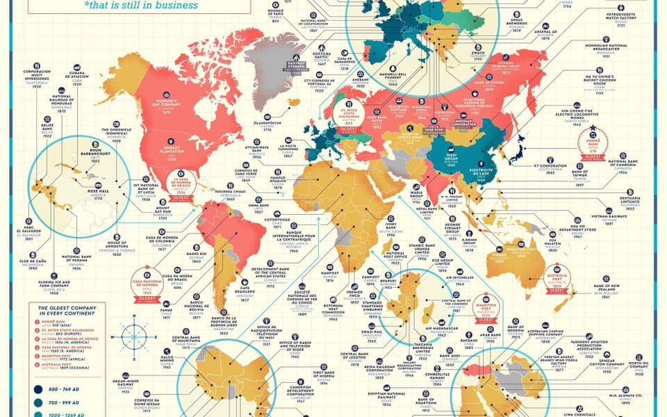 Pošta Crne Gore na karti svijeta najstarijih preduzeća po državama