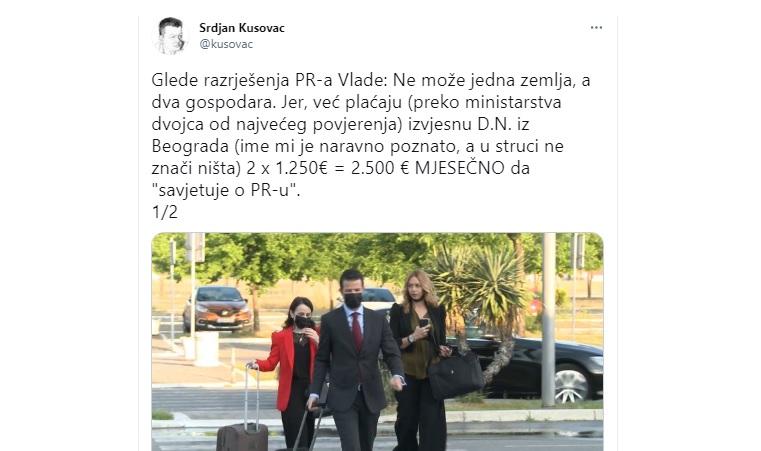 Kusovac: Vlada plaća izvjesnu D.N. iz Beograda 2.500 eura da &#8221;savjetuje o PR-u&#8221;