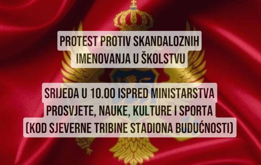 U srijedu protest u Podgorici zbog imenovanja u školstvu