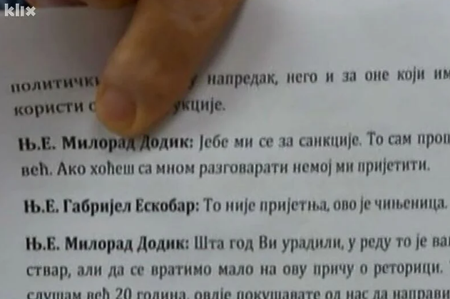 Dodik poručio Gabrielu Eskobaru: Je*e mi se za sankcije