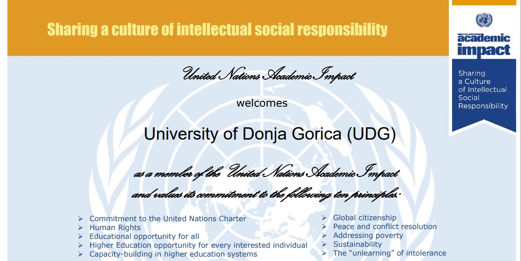 UDG je postao član zajednice za akademski uticaj Ujedinjenih nacija (UNAI)
