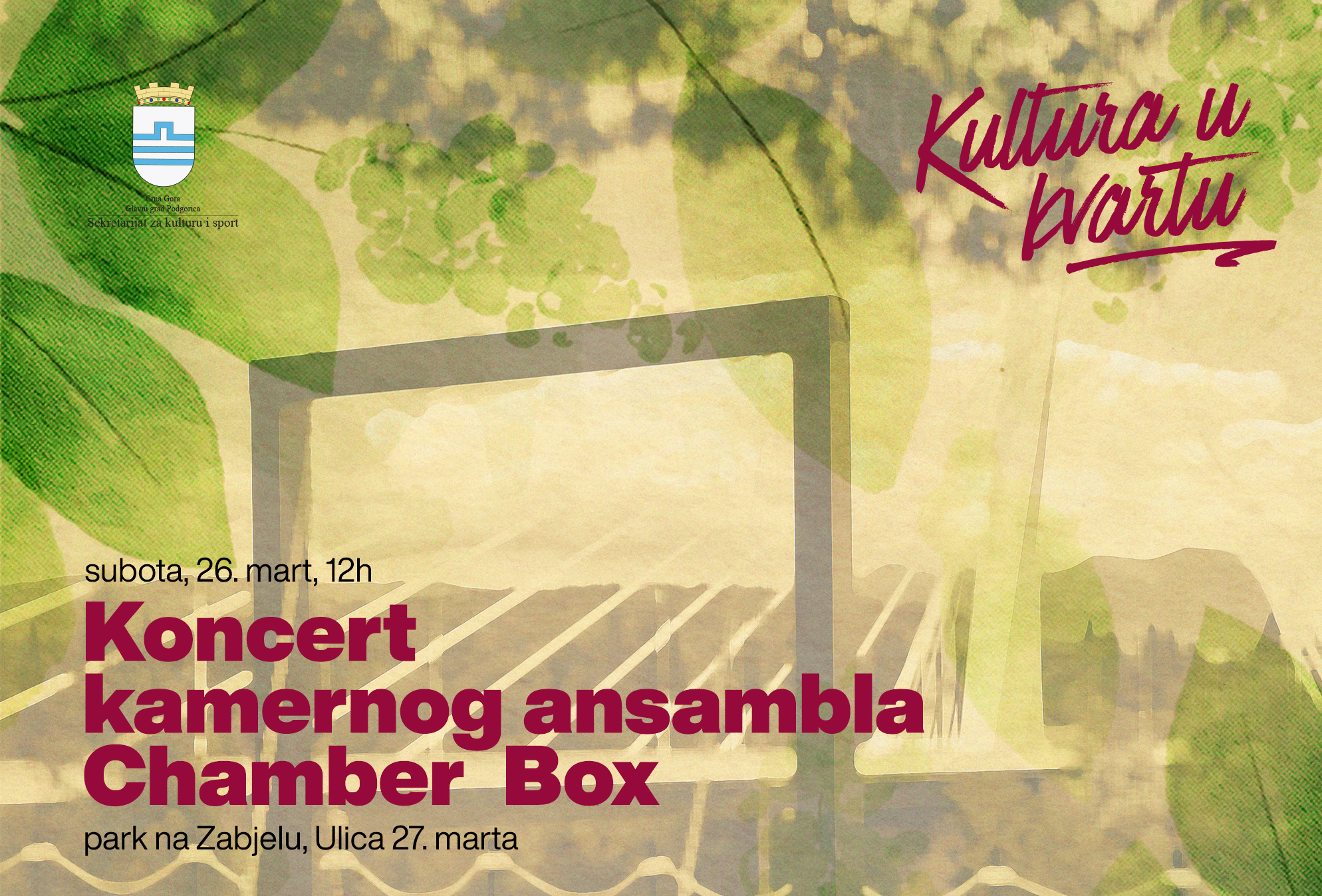 Nastup kamernog ansambla &#8220;Chamber box&#8221; i edukativna predstava &#8220;Mladost&#8221; na Zabjelu