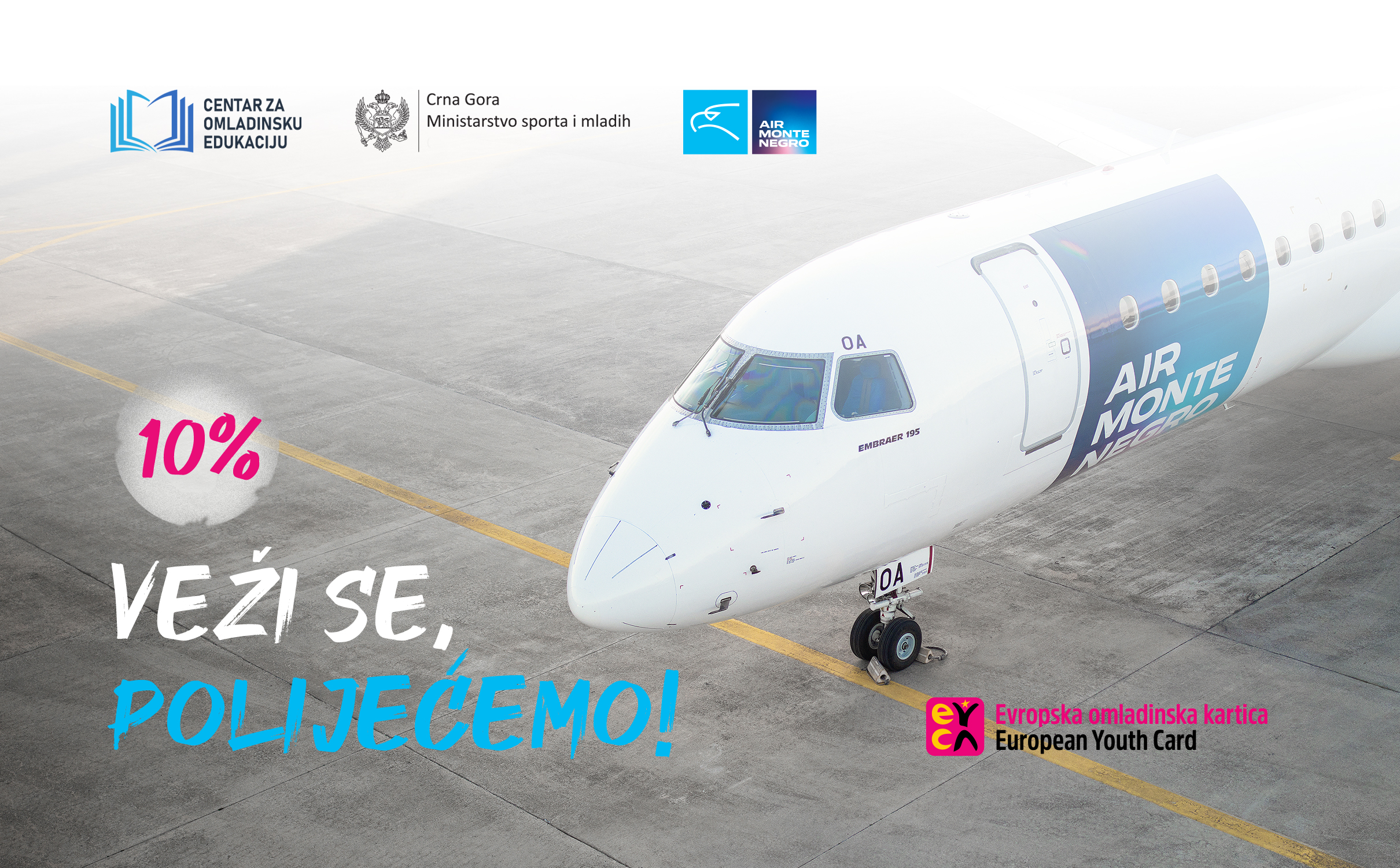 Air Montenegro obezbijedio za sve korisnike omladinske EYCA kartice popust na avio karte