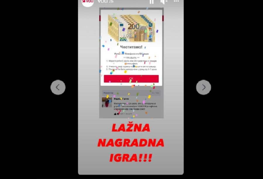 &#8220;Voli&#8221; ne organizuje nagradnu igru, u pitanju hakerski napad