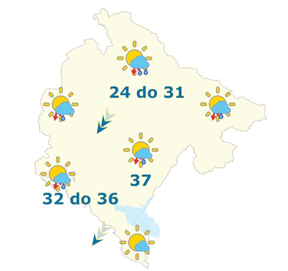 Sjutra moguća kiša, do 37 stepeni