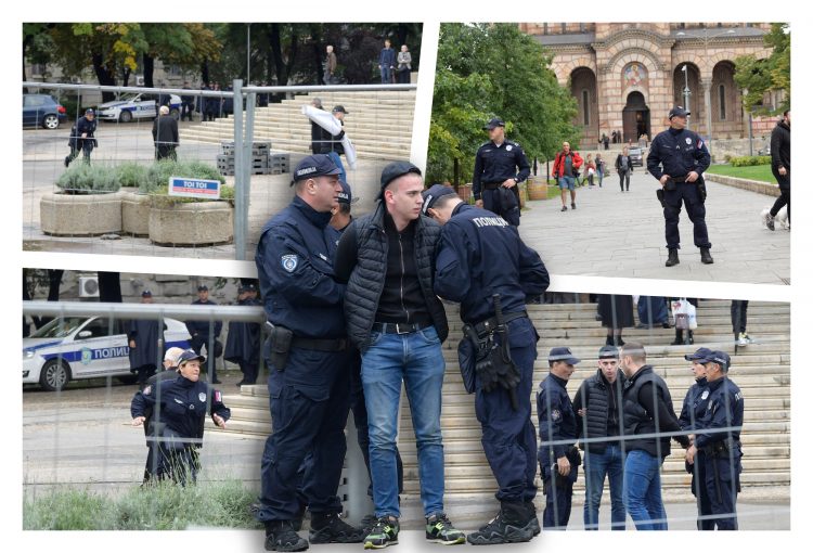 Incidenti u Beogradu: Bacali flaše, otimali transparente Prajda, ima uhapšenih, priveden raščinjeni monah