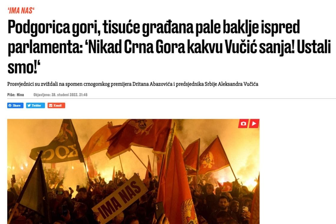 Od “Podgorica gori” do “nema Đukanovića”: Ovako su u regiji izvijestili o sinoćnjem protestu u Podgorici