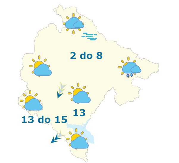 Sjutra oblačno, popodne slabe padavine