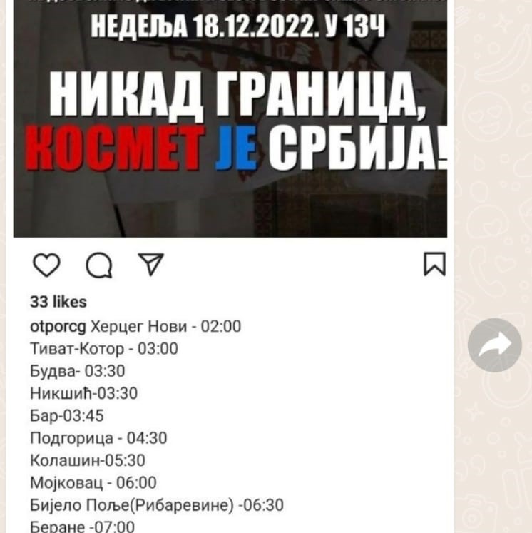 Kosovo se brani, al’ od kuće: Svega 30 “junaka” iz Crne Gore organizovano otišlo na zbor na Jarinju