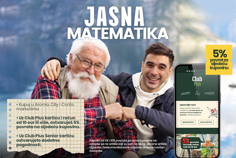 Uštedite pri svakoj kupovini – Club plus program lojalnosti u svim AROMA, CITY i CONTO marketima