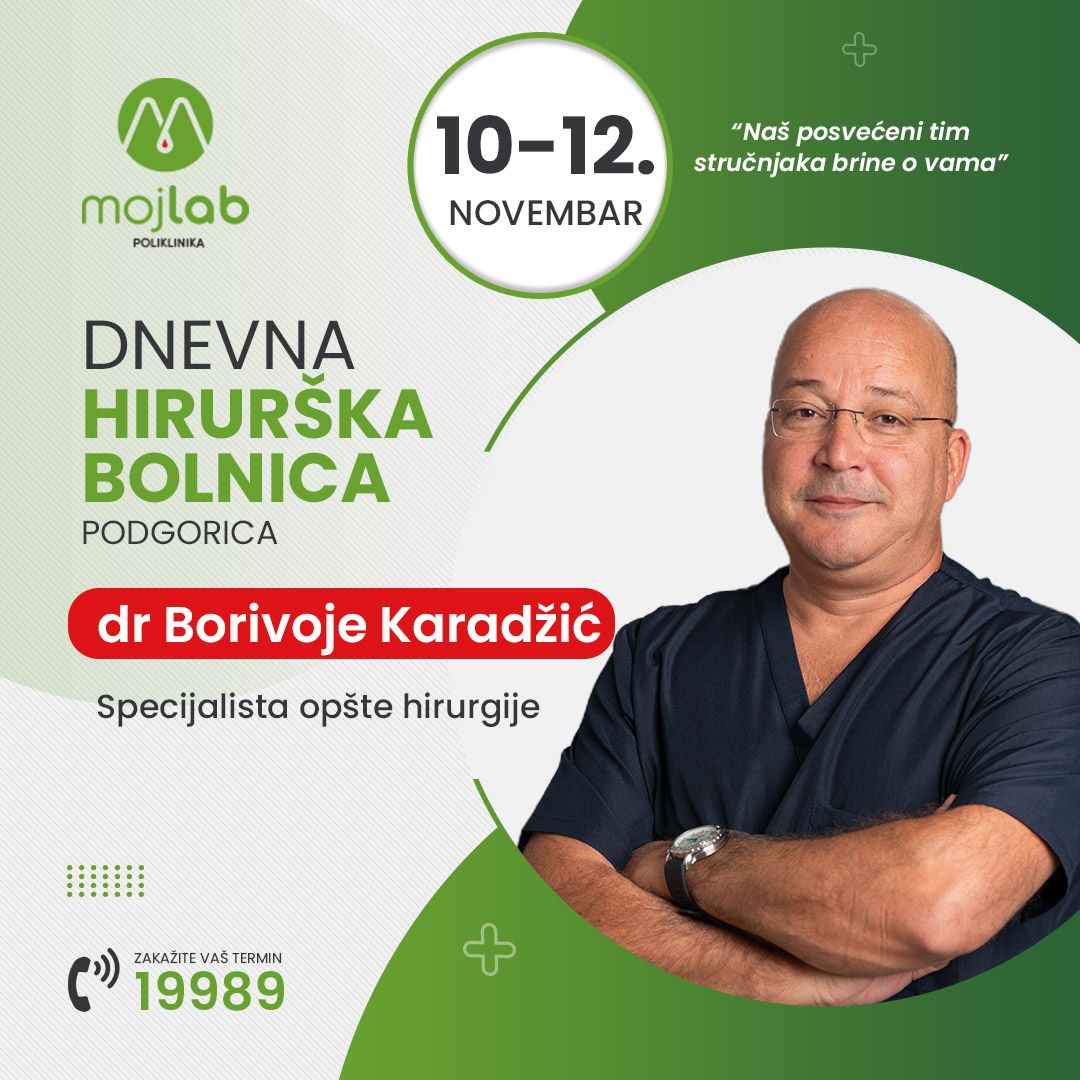 Lider hirurškog liječenja gojaznosti i laparaskopskih operacija u abdomenu dr Borivoje Karadžić u poliklinici Moj Lab