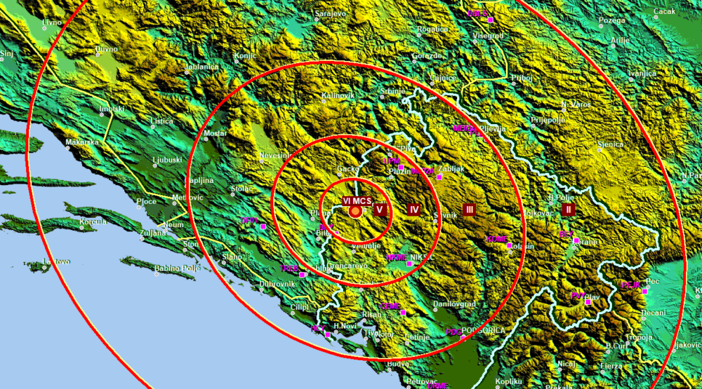 Opet se treslo tlo u Crnoj Gori, epicentar jačine 4,7 stepeni kod Nikšića