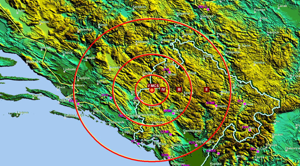 Zemljotres jačine 3,5 Rihtera kod Nikšića