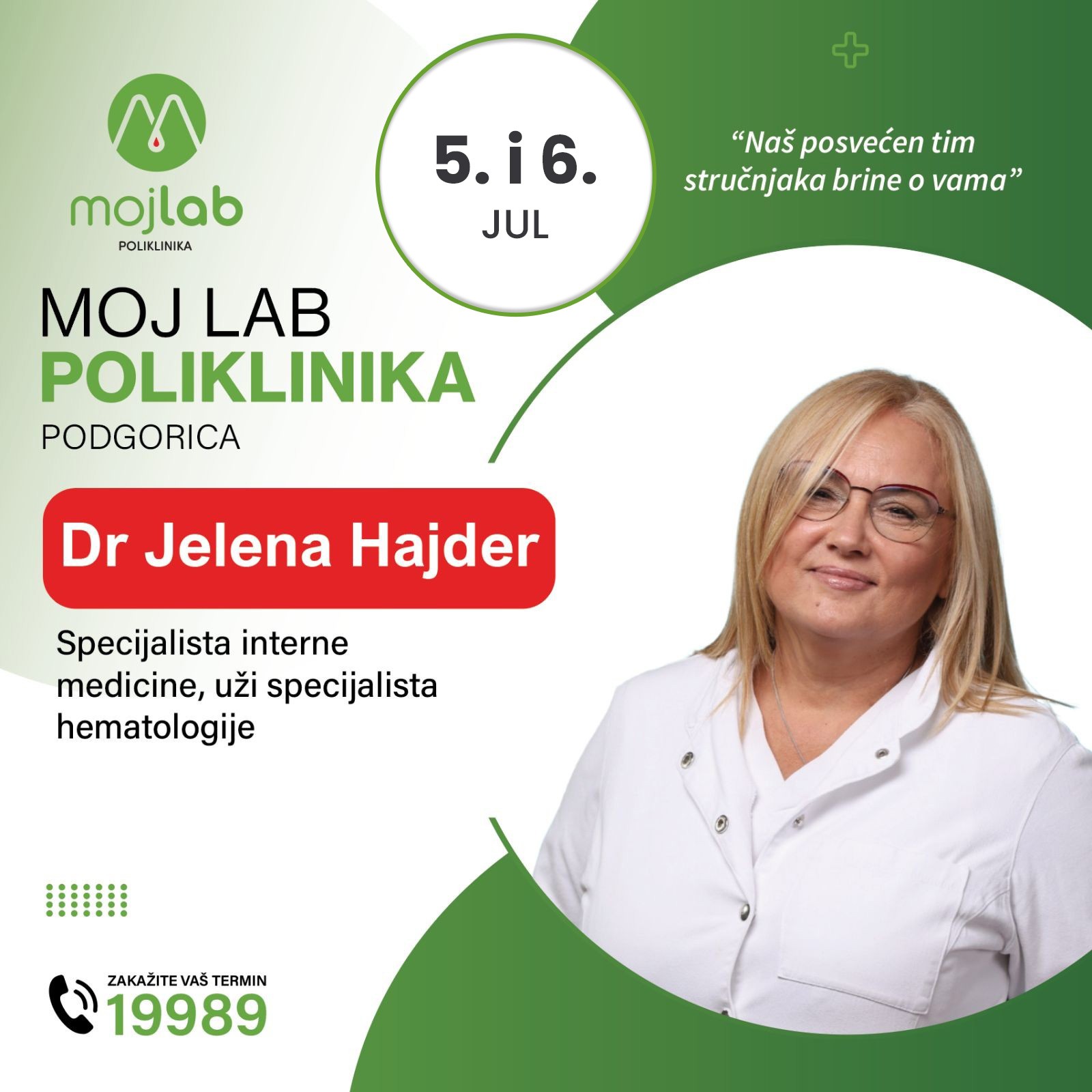 Trombofilija, tiha opasnost: Dr Jelena Hajder 5. i 6. jula u Poliklinici Moj Lab