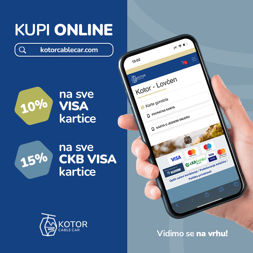 Popusti za online kupovinu karata za žičaru &#8220;Kotor-Lovćen&#8221;