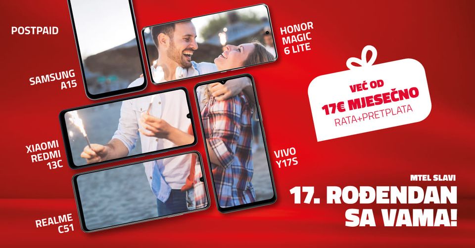 MTEL SLAVI 17. ROĐENDAN SA VAMA:Akcije, popusti na uređaje, otvoreni TV kanali i 117 GB na poklon za sve korisnike