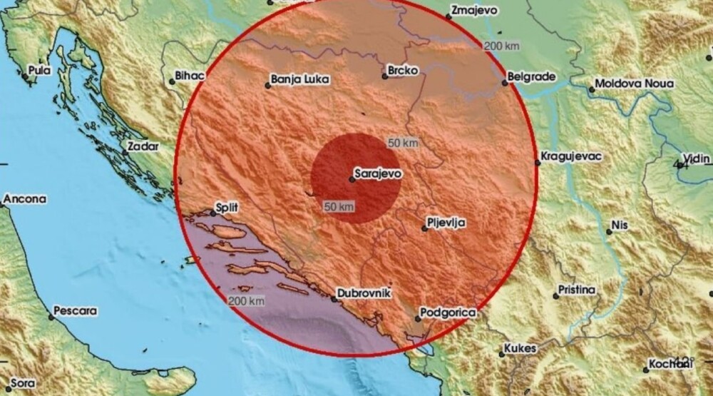 Snažan zemljotres pogodio BiH, epicentar u blizini Sarajeva