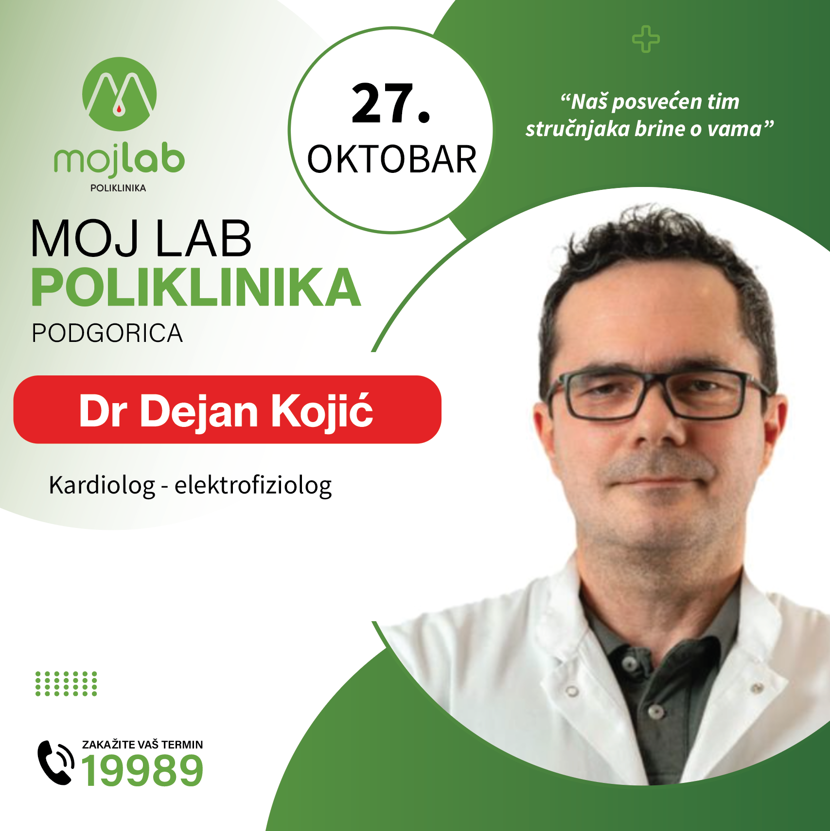 Kardiolog-interventni elektrofiziolog Dr Dejan Kojić 27. oktobra u Poliklinici Moj Lab