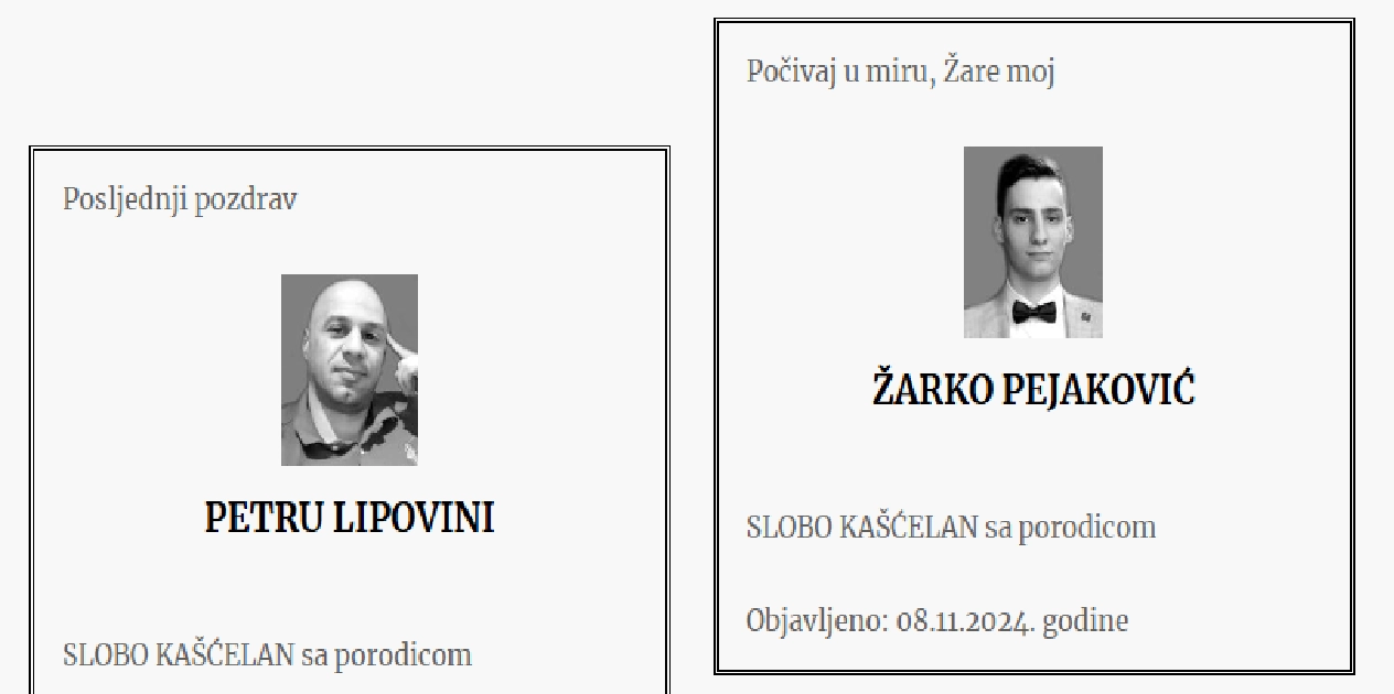 Kavčani se čituljama oprostili od Lipovine i Pejakovića