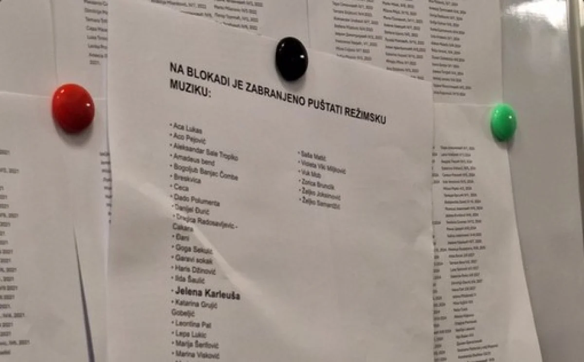Ovo je lista pjevača koje je zabranjeno puštati na protestima u Srbiji