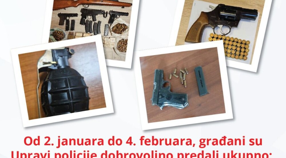 Građani do danas policiji predali 2017 komada oružja, 67.210 municije, 209 bombi