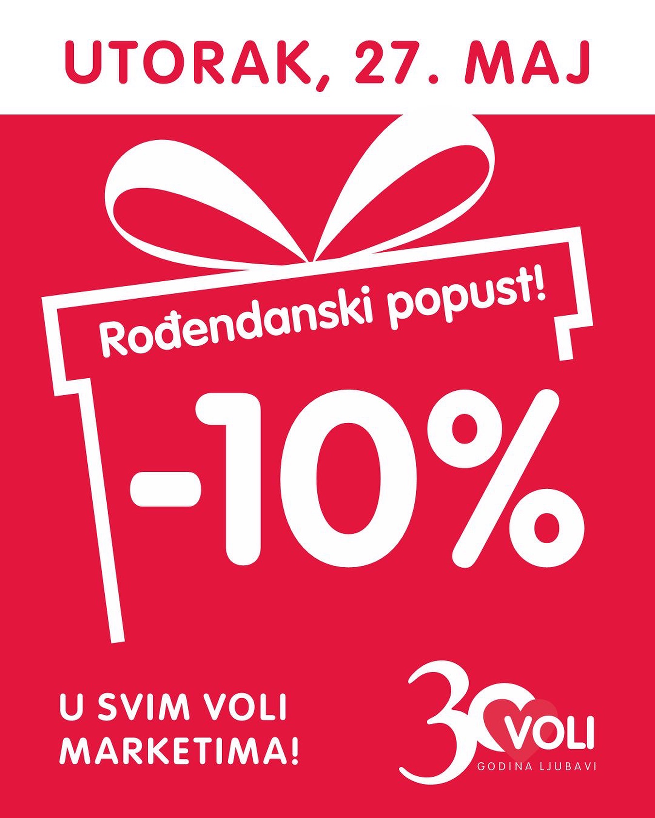 Rođendanski poklon popusti u svim Voli marketima