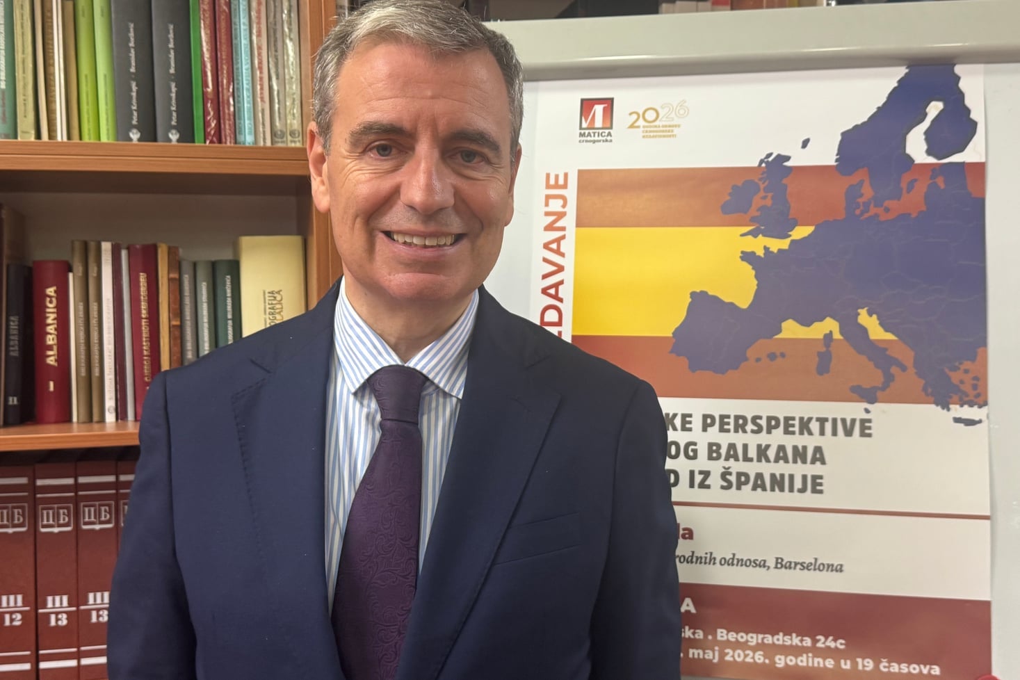 Španski profesor međunarodnog prava i bivši EU parlamentarc Žordi Šukla (Jordi Xucla)u Matici crnogorskoj/ Foto:
Biljana Jovićević
